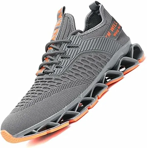 chopben mens running shoes blade non slip fashion sneakers breathable mesh casual athletic lightweight walking shoes grey 12