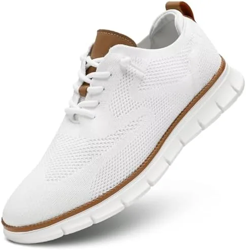 mens oxfords business shoes fashion mesh casual dress walking sneakers comfortable lightweight soft sole white